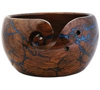 Personalized Rosewood Yarn Bowl - Wooden Knitting & Crochet Holder with Fractal Burn & Resin Art | Handcrafted Storage & Dispenser for Tangle-Free Yarn | Unique Gift for Crafters