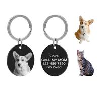 Personalized Round Dog Tag, Custom Double-Sided Laser Engraved Stainless Steel Pet ID Tag with Photo & Text (Up to 4 Lines) 3 Sizes (0.78/0.98/1.18 in), Lost Prevention, Keepsake Gift for Dog Lovers