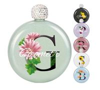 Personalized Round Hip Flask, Custom Stainless Steel Round Flask with Name, Glitter Cating Flasks for Women Girls Men Party Hip Flask