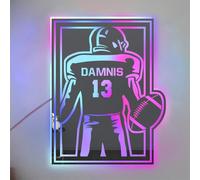 Personalized rugby Player LED Mirror Light Up Sign,Custom Name & Number rugby Wall Art, Customized rugby Neon Light, rugby Sports Décor for Bedroom,Christmas Birthday rugby Kids Gift