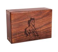 Personalized Running Horse Wooden Cremation Urn for Ashes - Handcrafted Cowboy Urn Memorial - Funeral Urn for Pets, Male & Female - Large (9"x7"x4") - Up to 170 lbs (75 Kg) Remembrance Casket