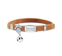 Personalized Safety Elastic Cat Collars with Bell,Laser Customized Stretch Kitten Collars for Girls Boys Cats-Light Brown