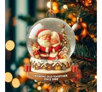 Personalized Santa Couple Acrylic Ornament, Customized Acrylic Santa Claus Decorative Pendant, Santa Claus Couple Growing Old Together, Christmas Ornament for Wife Husband Gift