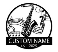 Personalized Saxophone Metal Sign, Custom Name Music Wall Art, Jazz Club Decor, Band Room Accent, Musician Gift for Teacher, Retro Studio Art, Retirement Present (Style-4)