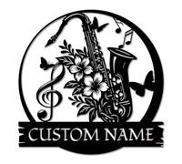 Personalized Saxophone Metal Sign, Custom Name Music Wall Art, Jazz Club Decor, Band Room Accent, Musician Gift for Teacher, Retro Studio Art, Retirement Present (Style-2)