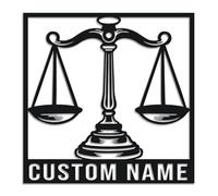Personalized Scales of Justice Metal Sign, Custom Name Law Office Decor, Lawyer Graduation Gift, Legal Wall Art, Attorney Practice Plaque, Courtroom Inspired Decor (Style-3)