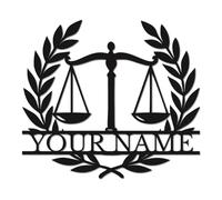 Personalized Scales of Justice Metal Sign, Custom Name Law Office Decor, Lawyer Graduation Gift, Legal Wall Art, Attorney Practice Plaque, Courtroom Inspired Decor (Style-5)