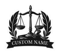 Personalized Scales of Justice Metal Sign, Custom Name Law Office Decor, Lawyer Graduation Gift, Legal Wall Art, Attorney Practice Plaque, Courtroom Inspired Decor (Style-7)