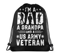 Personalized School Backpack I'M A Dad Grandpa And A Us Army Veteran Nothing Scares Me Swimming Bags Waterproof Drawstring Gym Bag For Yoga, Sports, Travel