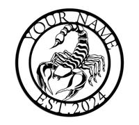 Personalized Scorpion Metal Wall Art, Custom Scorpion Lover Name Sign Home Decor, Black Scorpion Metal Wall Art Scorpio Decor,Pet Insect Kid Nursery Decoration Birthday Gift (Scorpion-3)