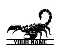Personalized Scorpion Metal Wall Art, Custom Scorpion Lover Name Sign Home Decor, Black Scorpion Metal Wall Art Scorpio Decor,Pet Insect Kid Nursery Decoration Birthday Gift (Scorpion-1)