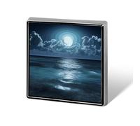 Personalized Sea And Moon Lapel Pin for Men Women Cute Funny Square Brooch for Ease And Safe Aluminum Alloy Brooches Suit Dress Accessories Wedding Party