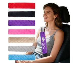 Personalized Seat Belt Pad with Name Embroidery, Custom Seatbelt Cover Universal Fit for Car, Seat Belt Cushion- Neck & Shoulder Protector, Adult & Child Comfort 25.5cm/10in (7 Pieces)