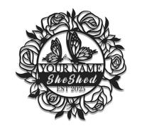 Personalized She Shed Metal Sign, Custom Garden Sanctuary Decor, Rustic Woman Cave Wall Art, Gardening Retreat Plaque, Unique Outdoor Gift for Her (Style-1)