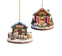 Personalized Sheep Farm Christmas Ornament Custom Name Acrylic Sheep Barn Christmas Ornament Xmas Tree Decoration Gifts for Animals Lover Farmhouse Men Women