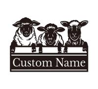 Personalized Sheep Metal Sign, Custom Farm Name Plaque, Rustic Goat Wall Art, Funny Lamb Decor, Barnyard Farmhouse Sign, Countryside Home Decor (Style-1)
