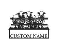 Personalized Sheep Metal Sign, Custom Farm Name Wall Art, Rustic Ranch Decor, Outdoor Animal Plaque, Farmhouse Entryway Sign, Pastoral Welcome Art (Style-5)