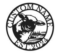 Personalized Sheep Metal Sign, Custom Farm Name Wall Art, Rustic Ranch Decor, Outdoor Animal Plaque, Farmhouse Entryway Sign, Pastoral Welcome Art (Style-2)