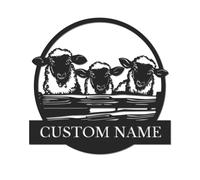 Personalized Sheep Metal Sign, Custom Farm Name Wall Art, Rustic Ranch Decor, Outdoor Animal Plaque, Farmhouse Entryway Sign, Pastoral Welcome Art (Style-6)