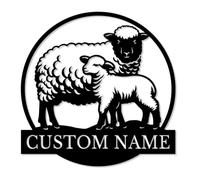 Personalized Sheep Metal Sign, Custom Farm Name Wall Art, Rustic Ranch Decor, Woolly Farmhouse Gift, Outdoor Pasture Plaque (Style-3)