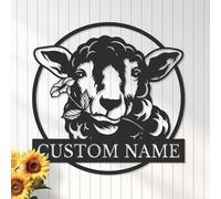 Personalized Sheep Metal Sign, Custom Farm Name Wall Art, Rustic Ranch Decor, Woolly Farmhouse Gift, Outdoor Pasture Plaque (Style-4)