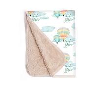 Personalized Sherpa Baby Blanket - Cute Hot Air Balloon Ride with Infant's Name. Custom Baby Shower Gift, Christening, Nursery Or Newborn Present for Boy, Girl, (30x40") (Green)