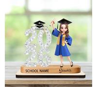 Personalized Shiny Effect Class Of 2026 2027 Graduation 2-Layered Wooden Frame 2D Flat, Custom Graduation Wood Frame Decoration, Gift For Graduates, Daughter, Son, Grandkids