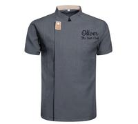 Personalized Short Sleeve Chef Coat, Custom Embroidered Chef Jacket for Men Women Breathable Kitchen Workwear (Gray)