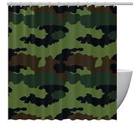 Personalized Shower Curtain Dark Green Military Camouflage Pattern