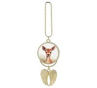 Personalized Sika Deer Car Rearview Mirror Ornament Double Side Custom Photo Picture Car Hanging Pendant Accessories Alloy Angel Wings Vehicle Decoration Golden