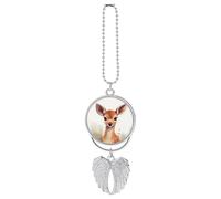Personalized Sika Deer Car Rearview Mirror Ornament Double Side Custom Photo Picture Car Hanging Pendant Accessories Alloy Angel Wings Vehicle Decoration Silver