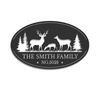 Personalized Sika Deer House Number Sign, Custom Rustic Address Plaque, Hunting Lodge Wall Art, Outdoor Cabin Decor, Home Decoe,Forest Themed Gift (Type-1)