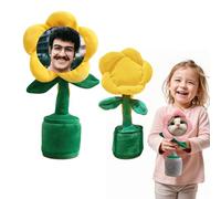 Personalized Singing Dancing Sunflower Toy, Funny Customed People Face Singing and Dancing Sensory Toys, Plush Toy Interactive Gifts for Kids, Friends, Birthdays With Gift Box (Yellow)