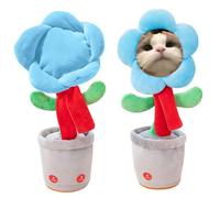 Personalized Singing Dancing Sunflower with Your Face,Custom Dancing Talking Sunflower Toy,Repeats What You Say Sings Mimicks Records Songs,Interactive Gifts for Friends,Birthdays (Blue)