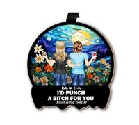 Personalized Sisters Car Visor Clip Custom Besties Portraits Wooden Sun Visor Clip I'd Punch A Bitch for You Right In The Throat Car Frame Friendship Car Accessories Gifts for Women BFF Birthday