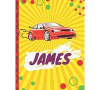 Personalized Sketchbook for boys James: Writing And Drawing Journal Notebook, blank sketch book for Kids, Personalized Birthday Gift, For 5-10 Son or Nephew Happy Birthday. Large 8.5''x11''