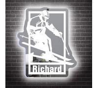 Personalized Ski Scene Mirror Neon Sign, Winter Sport Ski Mountain Led Light Up Neon Mirror Sign, Snow Skiing Night Light for Wall Decor Decoration, Christmas Skier Men Kids Boys Gift