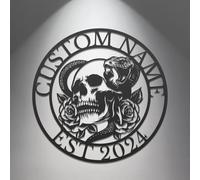 Personalized Skull Metal Sign - Gothic Wall Art, Man Cave Decor, Durable Metal Name Plaque for Bikers, Hunters & Rock Lovers (Style-2)