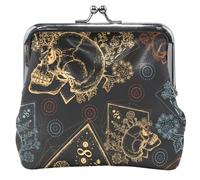 Personalized Skull Through Flowers Leather Purse for Women Cute Kiss Change Purse Card Pouch Skull Through Flowers OneSize, Skull Through Flowers, OneSize, Classic