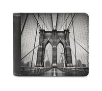 Personalized Slim Bifold Leather Wallet for Men,Front Pocket Multiple Card Holder Brooklyn Bridge Printed Wallets,Gift for Men And Women