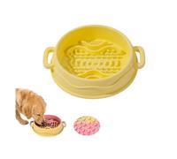 Personalized Slow Feeder Dog Bowl With Ear Handles, Food-Grade Silicone Pet Bowl with Strong Suction Cup Base, Non-Slip Anti-Choke Slow Eating Bowl for Small Medium Large Dogs & Cats (Yellow)