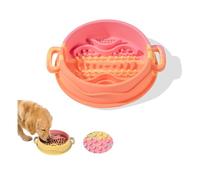 Personalized Slow Feeder Dog Bowl With Ear Handles, Food-Grade Silicone Pet Bowl with Strong Suction Cup Base, Non-Slip Anti-Choke Slow Eating Bowl for Small Medium Large Dogs & Cats (Orange)