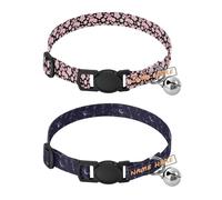 Personalized Small Breed Dog Collar Release Buckle customised Female Dog Collars 2 Pcs Peach Japanese Zephyr Cherry Blossoms Dark Wind Vampire Spider Web