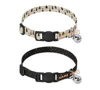 Personalized Small Breed Dog Collar Release Buckle para personalizar Female and Male Dog Collar 2 Pcs Princess Action Figures Print Polka Dots Rainbow Black