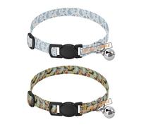 Personalized Small Dog Collar Adjustable Customise Dog Collars for Males 2 Pack Light Blue Paisley Flower White Halloween Bats Ghosts Red Calla Lily Oil Painting