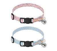 Personalized Small Dog Collar Adjustable Customizable Dog Collars for Females 2 Pcs Cartoon Cute Pink Pig Blue Stars Holiday