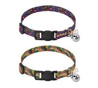Personalized Small Dog Collar Adjustable para personalizar Female Dog Collars 2 Pack Colorful Hearts Cartoon Colorful Tropical Leaves Abstract