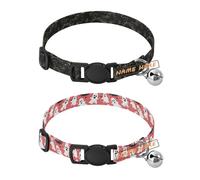 Personalized Small Dog Collar Quick Release Buckle Customizable Dog Collar for Dogs Girl and Boy 2 Packs Old Slow Style Cobra Midnight Black Gold Cute Spooky Season Ghosts Pink
