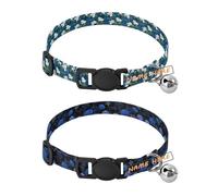Personalized Small Dogs Collars Adjustable Custom Dog Girls and Boys Collar 2 Pack Gardenia Cloud White Blue Flying Dandelion Blue Black