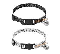 Personalized Small Dogs Collars Adjustable Custom Prints Girl & Boy Dog Collars 2 Pcs Evil Black Halloween Bat Monsters Black Cartoon Evil Halloween Bat Monsters